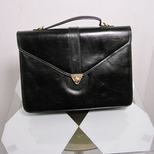 Vintage Moda Italiana elegant Black Leather Laptop Bag